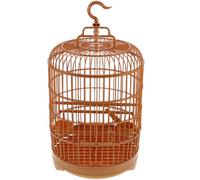MUCKLILY 1 Set Round Vintage Bird Cage Plastic with Feeding Bowl And Drinker Bucket for Small Birds Safe Hanging Cage with Great Freedom of Movement