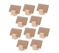 MUCKLILY 10 Set Rustic Square Wooden Memo Holders for Tabletop Multifunctional Card Stands for Notes Photos and Name Cards Natural Bark Design for Weddings Restaurants Banquets and Parties