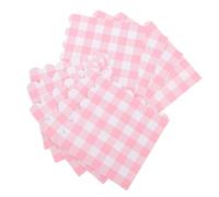MUCKLILY 100pcs Disposable Pink Gingham Paper Napkins Absorbent Cocktail Dinner Beverage Napkins for Birthday Wedding Picnic Party Pastel Plaid Decorative Serviettes for Women