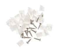 MUCKLILY 100pcs White Plastic Furniture Corner Braces with Self-Tapping Screws for Wardrobe and Cabinet Shelf Support, Drawer Bottom Repair Mending Wedges Kit for Home Furniture Maintenance