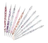 MUCKLILY 10Pcs Dual-Ended Nail Art Dotting Tool Set with Drawing Pens and Embossing Brushes for Detailed Fingernail Design and Painting Professional Nail Art Tools for Manicure and DIY