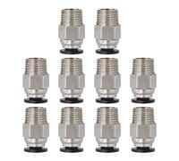 MUCKLILY 10Pcs Pc4-M10 Male Straight Pneumatic Connector for 3D Printer PTFE Tube Fitting Push to Connect 3D Printer Connector