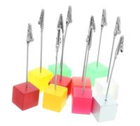 MUCKLILY 10pcs Photo Display Clips Photo Holders with Cube Base Resin and Metal Material Not Easy to Break Or Deform Lively Decorative Design for Place on The Table and Random Color