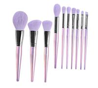 MUCKLILY 10Pcs Purple Makeup Brush Soft Bristles Cosmetic Brushes for Blush Foundation Eyeshadow Blending Portable Beauty Supply Kit for Women