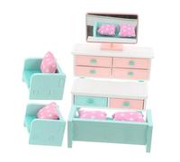 MUCKLILY 10pcs Scale Wooden Decor with Sofa Coffee Table Cushions and Detailed Tv Cabinet for Creative Play and Imaginative Home Stories