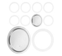 MUCKLILY 10pcs Silicone Gasket Seal Replacement Set for 9-Cup 450ml Stovetop Espresso Coffee Maker with 8 Food-Grade Silicone Rings and 2 Filter Screens, Compatible with Travel Coffee Mug