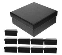 MUCKLILY 10pcs Thickened Rigid Black Square Boxes for Packaging Multi-purpose Present Storage Containers for Wedding Birthday Bridal Shower Lightweight Protective Packing Boxes
