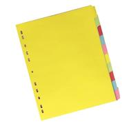 MUCKLILY 12pcs A4 Colored Tab Dividers Plastic Index Labels with 11 Holes for Quick Reference and Easy Organisation, for Referencing in Notebooks and Filing Cabinets