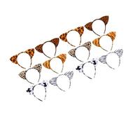 MUCKLILY 12Pcs Animal Ear Headbands Set Leopard Cat Ears Hairbands Tiger, Zebra, Cheetah, Cow Patterns for Costume Party and Carnival Accessories