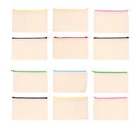 MUCKLILY 12Pcs Canvas Pencil Pouch Multipurpose Cosmetic Bags with Zipper for DIY Craft Makeup Storage Pen and Coin Organizer for Students and Travel Random Color