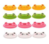 MUCKLILY 12pcs Cartoon Animal Toothpaste Squeezer Dispenser, Manual Plastic Tube Squeezer Set for Toothpaste, Hand Cream, and Face Wash Tubes, Bathroom Organizer Tool for Daily Use