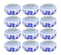 MUCKLILY 12pcs Celadon Porcelain Pattern Ink Plates Delicate Multipurpose Ceramic Ink Dishes Lightweight Creative Design without Burrs for Study Room and Calligraphers
