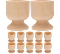 MUCKLILY 12pcs DIY Unfinished Eggs Holder Cup Shaped Egg Stand 1.97x1.57x1.57in Wood Non-Slip Wear-Resistant Office and Shopping Mall Adornment