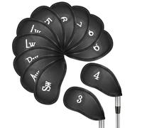 MUCKLILY 12pcs Golf Club Head Covers Pu Material with Snug and Secure Fit, Easy to Use Golf Putter Covers for Stylish and Sleek Protection of Irons and Woods, Golfing Accessories