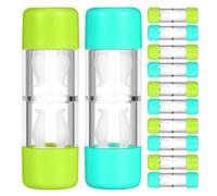 MUCKLILY 12Pcs RGP Case Set Deep Well Hard Storage Box with Leakproof Seal Portable Travel Eye Care Holder for Orthokeratology Blue and Green