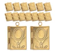 MUCKLILY 15pcs Bracelet Locket Charms Copper Book Pendant Charms Golden Rectangular Vintage DIY Necklace Bracelet Jewelry Making