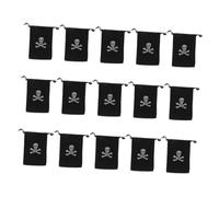 MUCKLILY 15pcs Halloween Pirate Drawstring Bags Polyester Skull Design Candy Pouches Party Favor Storage for Wedding Home Decor