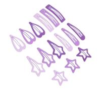 MUCKLILY 15pcs Small Snap Hair Clips for Metal Star Heart Teardrop Rectangle and Four-pointed Star Barrettes Lightweight Stylish Hairpins for Hair Management and Daily Use