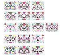 MUCKLILY 16 Sheets Halloween Face Stickers Fluorescent Adhesive Tattoos Luminous Design, Friendly to Skin and Not Easy to Fall, for Halloween Party Costumes and Day the Dead