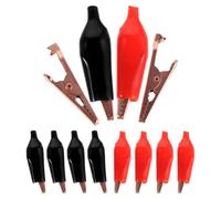 MUCKLILY 16Pcs Brass Insulated Alligator Clips Set with Protective Sleeves, Heavy Duty Electrical Testing Clamps for Automotive and DIY Projects, Black Red Large Size Gator Clips