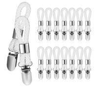 MUCKLILY 16pcs Tea Towel Clips with Braided Cotton Rope Rust-resistant Metal Clamp Hangers for Secure Hanging in Kitchen and Bathroom Decorative and Practical Hand Towel Holders