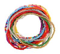 MUCKLILY 17pcs Handmade Glass Beaded Anklet Set for Women Elastic Multicolor Boho Bracelets Lightweight Versatile Jewelry for Summer Beach Hawaiian Parties