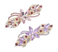 MUCKLILY 1Pair Elegant Rhinestone Flower Hair Clips Decorative Hair Accessories for Women Spring Mechanism Sparkling Rhinestones for Styling Special Occasions