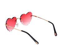 MUCKLILY 1pc Frameless Heart Shaped Sunglasses with Thick Edges Unique Decorative Rimless for Women and Men Stylish Summer Accessory Comfortable Fit for Various Events