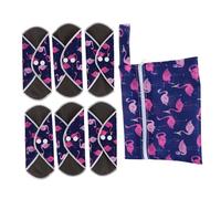 MUCKLILY 1Set Reusable Sanitary Napkin with Bag Washable Menstrual Pads for Women Bamboo Charcoal Ultra Absorbent Comfortable Touch for Periods