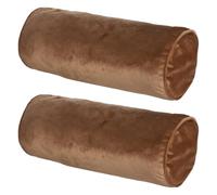MUCKLILY 2 Pack Velvet Neck Pillowcase Covers Tubular Pillow Covers with Hidden Zipper Boho Bolster Pillow Cover for Bedroom Spa Couch Washable Cylinder Protector