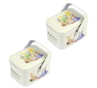 MUCKLILY 2 Pcs Easter Bunny Iron Candy Box Set with Handle, Metal Candy Storage Holder for Party Favors and Holiday Treats, Sturdy Sweet Biscuit Storage Containers