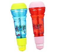 MUCKLILY 2 Pcs Echo Effect Retro Microphone Props for Parties Lightweight Handheld Simulation Microphones in Red and Blue Fun Music Plaything Accessories for Adults