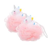 MUCKLILY 2 Pcs Unicorn Loofah Bath Sponge Body Scrubber with Rich Foam Gentle Exfoliating Shower Puff for Pink and White Bath Accessories