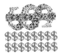 MUCKLILY 20pcs Silver Sign Nail Charms 3d Rhinestone Manicure Decorations for Women DIY Nail Art Supplies Luxury