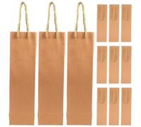 MUCKLILY 24pcs Kraft Paper Wine Bottle Bags with Handles, Brown Single Bottle Tote 9.5x9x35cm, Reusable Wine Bags for Corporate, Party Favors, Business, and Retail Use