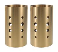 MUCKLILY 2pcs 304 Stainless Steel Chopsticks Holder Set - Thickened Large round Utensil Crock with Gold Finish - Kitchen Utensil Organizer and Drying Storage for Countertop and Restaurant