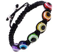 MUCKLILY 2pcs Adjustable Evil Eye Bracelet for Women and Men Beaded Woven Wrist Jewelry with Resin Blue Eye Charm Stylish Braided Hand Chain for Birthday and Festival