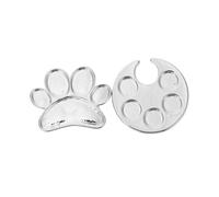 MUCKLILY 2pcs Adjustable Nail Art Ring Palette Tray Set with Five Round and Small Footprint Trays for Manicure Polish Mixing Finger-worn Mini Nail Polish Holder and Home Use