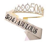 MUCKLILY 2Pcs Birthday Crown and Sash with Letter Printing Elegant Etiquette Belt for Birthday Party Decorations Comfortable Hair Hoop and Shiny Accessories