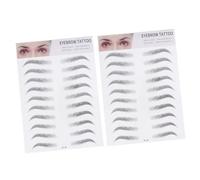 MUCKLILY 2pcs Black Imitation Eyebrow Stickers Hair-like Transfer Tool for Men Women Use Temporary Eyebrow Tattoo for Sparse Brows Natural Full Look Lasting Several Days