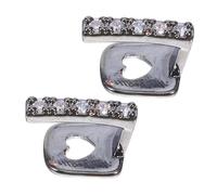 MUCKLILY 2pcs Black Metal Hip Hop Teeth Grills with Shiny Rhinestones Comfortable Ergonomic Design Easy to Clean Party and Performance Tooth Caps for Rapper Costume