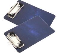 MUCKLILY 2pcs Blue Clipboard Folder with Plastic and Metal Material, Easy to Carry Paper File Organizer for Offices and Schools, Multipurpose Writing Memo and Document Holder