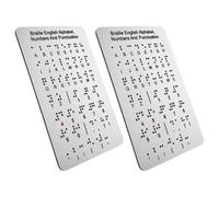 MUCKLILY 2pcs Braille Alphabet Learning Board with Raised Dots, Tactile Letter and Number Teaching Aid for Blind Beginners, 4.7×7.25 Inch Educational Tool for Special Needs