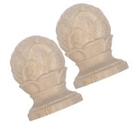 MUCKLILY 2Pcs Carved Wooden Lotus Flower Finials for Bed Posts, 4X6Cm Unfinished Wood Decorative Post Caps, Classic European Style Furniture Wood Ornaments for Interior and Outdoor Décor