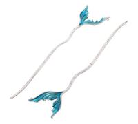 MUCKLILY 2pcs Chinese Hair Pins Alloy Hair Sticks Mermaid Tail Hairpins for Women Wedding Travel