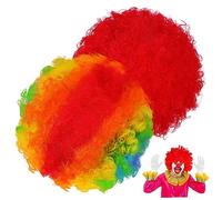 MUCKLILY 2pcs Clown Wig Afro Style Rainbow Funny Wigs for Adults Circus Costume Party Disco Theme