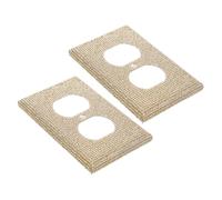 MUCKLILY 2pcs Decorative Electric Socket Covers with Sparkling Rhinestone Bling, Golden Wall Plate Faceplate for Light Switch Outlet, Safe Protective Cover for Home Use