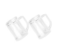 MUCKLILY 2pcs Double Wall Beer Freezer Mugs with Handles Clear Ice Cooling Cups for Iced Tea Cold Beverages Portable Lightweight Drinkware for Summer Parties and Outdoor Use