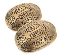 MUCKLILY 2pcs Egyptian Beetle Figurines Decorative Ancient Egypt Scarab Sculptures with Detailing for Home Office Car Decor Collectible Beetle Charm Statues