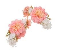 MUCKLILY 2pcs Elegant Fabric Flower Hair Claw Clips for Bridesmaids and Flower Soft Artificial Floral Hairpieces for Weddings Parties Beach Holidays Pink Bridal Hair Accessories